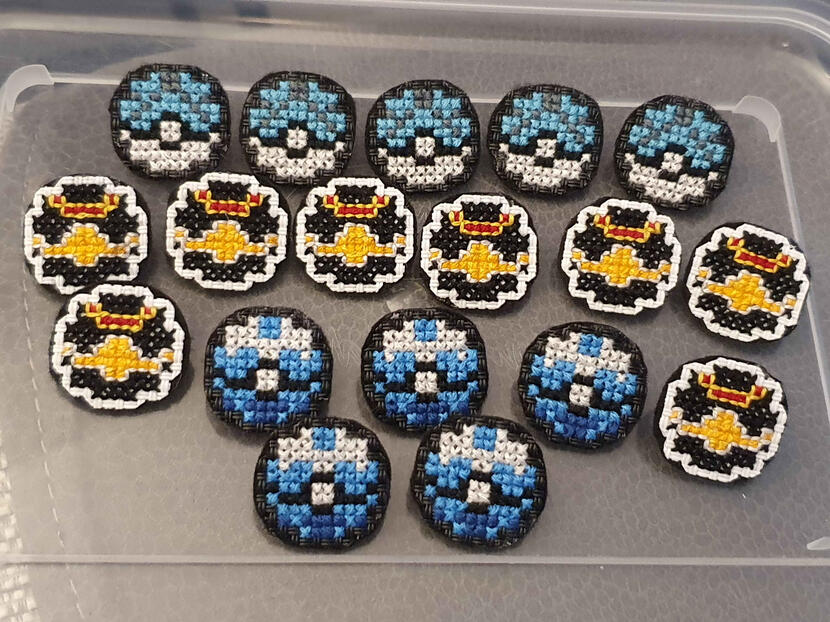 Netballs, Luxuryballs & Diveballs made into broach pins Netballs, Luxuryballs & Diveballs made into broach pins